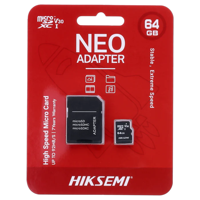 HIKSEMI C1 64GB Surveillance SD Card with 92MB/s read speed and 64GB storage for CCTV cameras, smartphones, dash cameras, and drones